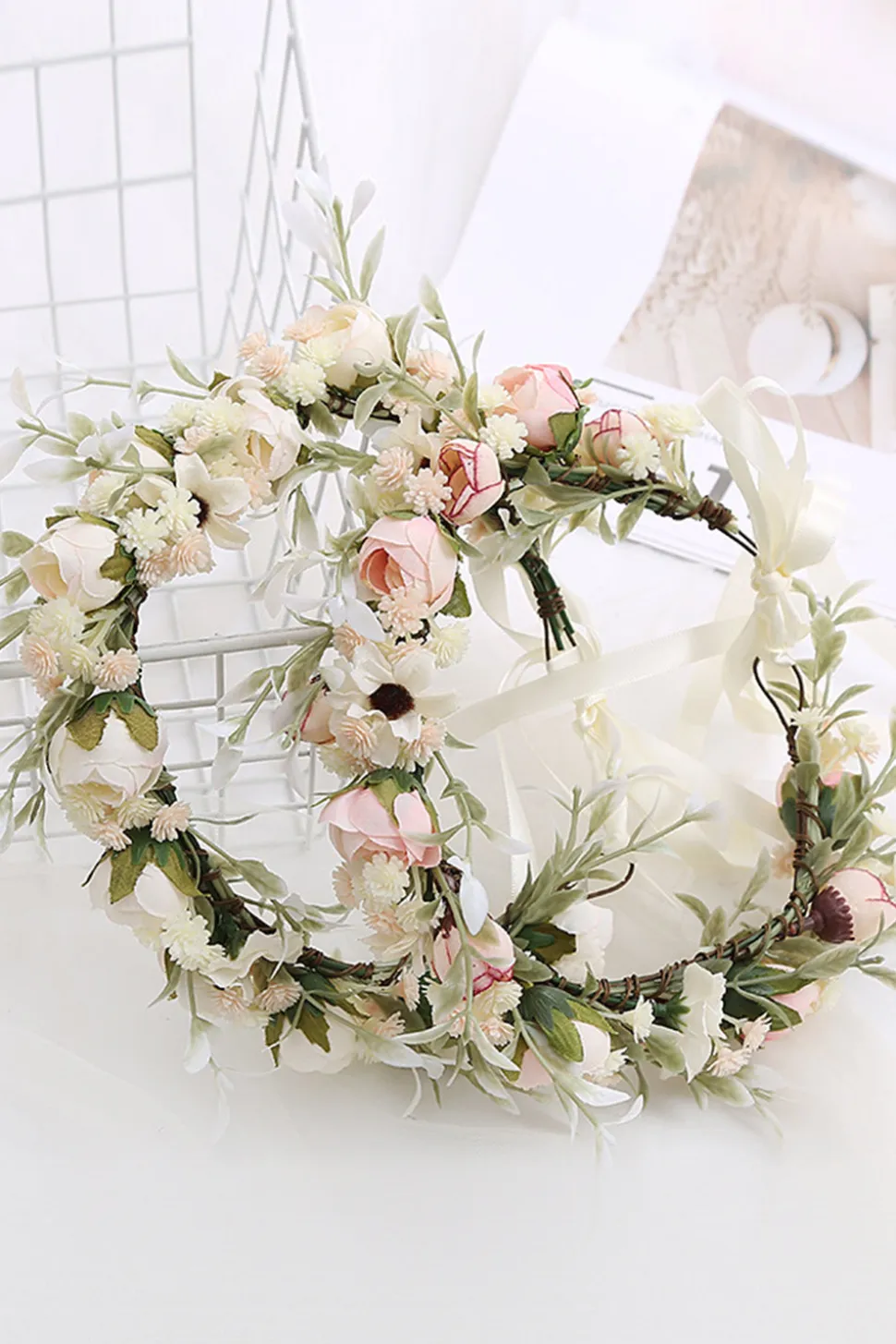 Blush Camélia Floral Coroa Noiva Casamento Headband