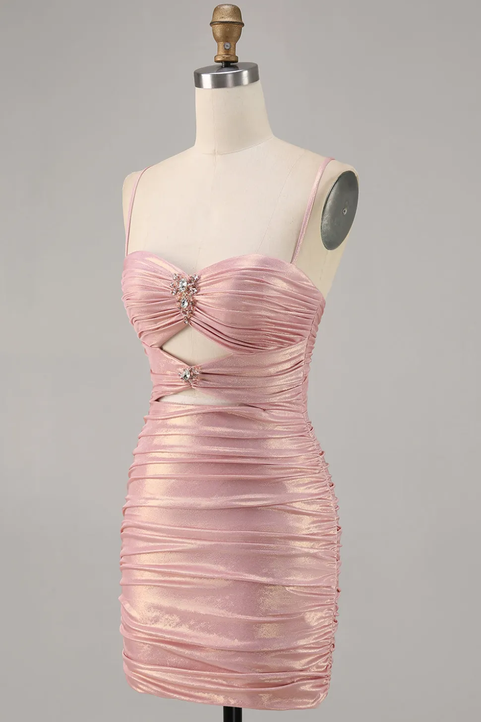 Blush Cut out Ruched Tight Homecoming Vestido