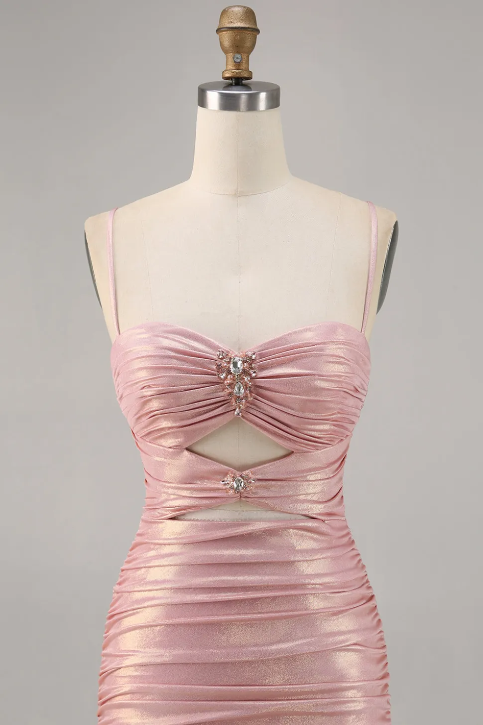 Blush Cut out Ruched Tight Homecoming Vestido