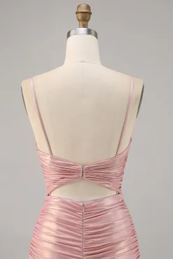 Blush Cut out Ruched Tight Homecoming Vestido