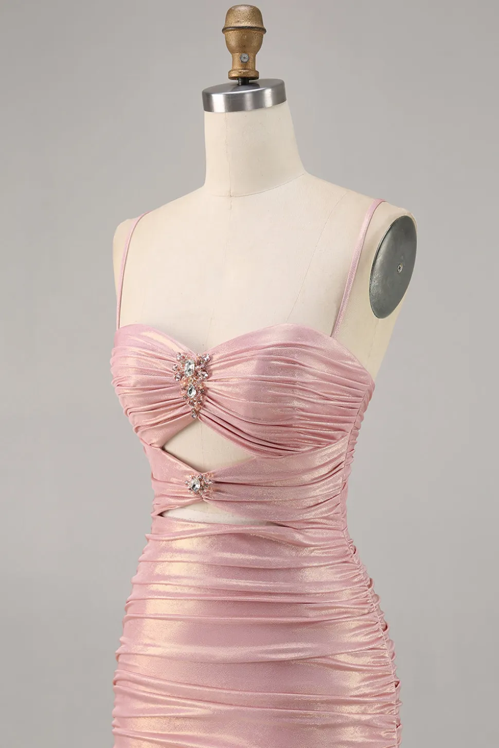 Blush Cut out Ruched Tight Homecoming Vestido
