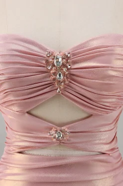 Blush Cut out Ruched Tight Homecoming Vestido