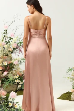 Blush Espaghetti Correias A Line Vestido de Dama de Honor