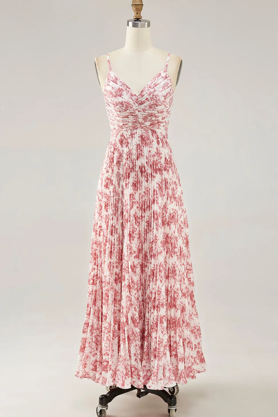Blush Flor Plissado Uma Linha Esparguete Alças Vestido de Casamento Convidado