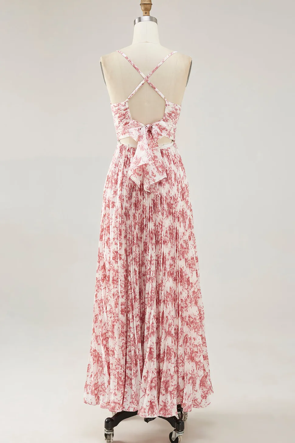 Blush Flor Plissado Uma Linha Esparguete Alças Vestido de Casamento Convidado