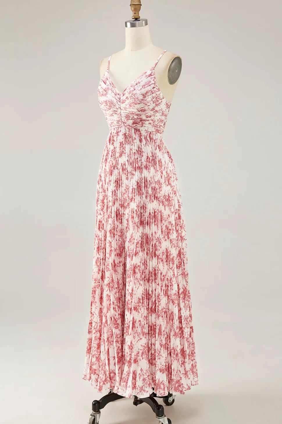 Blush Flor Plissado Uma Linha Esparguete Alças Vestido de Casamento Convidado