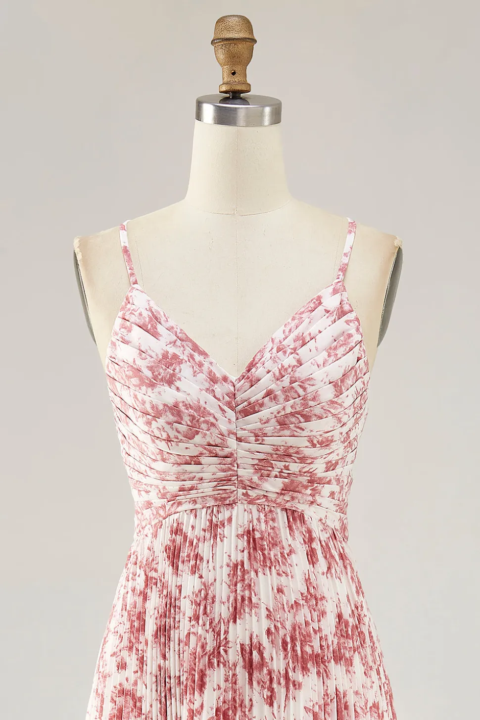Blush Flor Plissado Uma Linha Esparguete Alças Vestido de Casamento Convidado