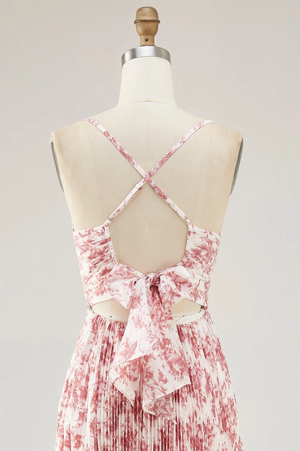 Blush Flor Plissado Uma Linha Esparguete Alças Vestido de Casamento Convidado