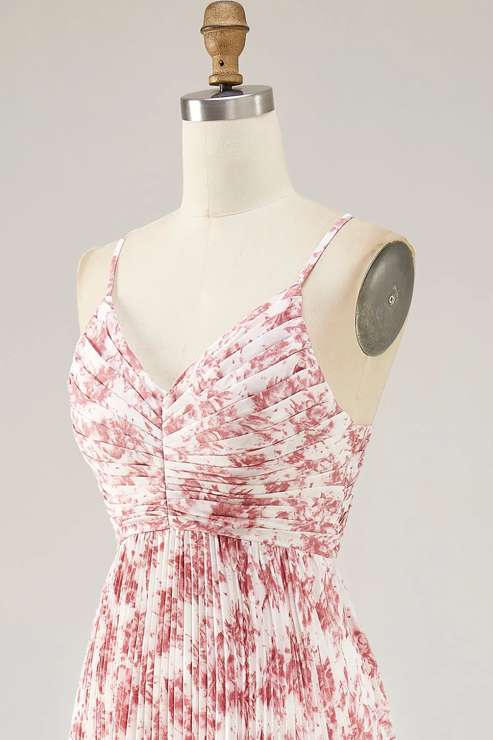 Blush Flor Plissado Uma Linha Esparguete Alças Vestido de Casamento Convidado