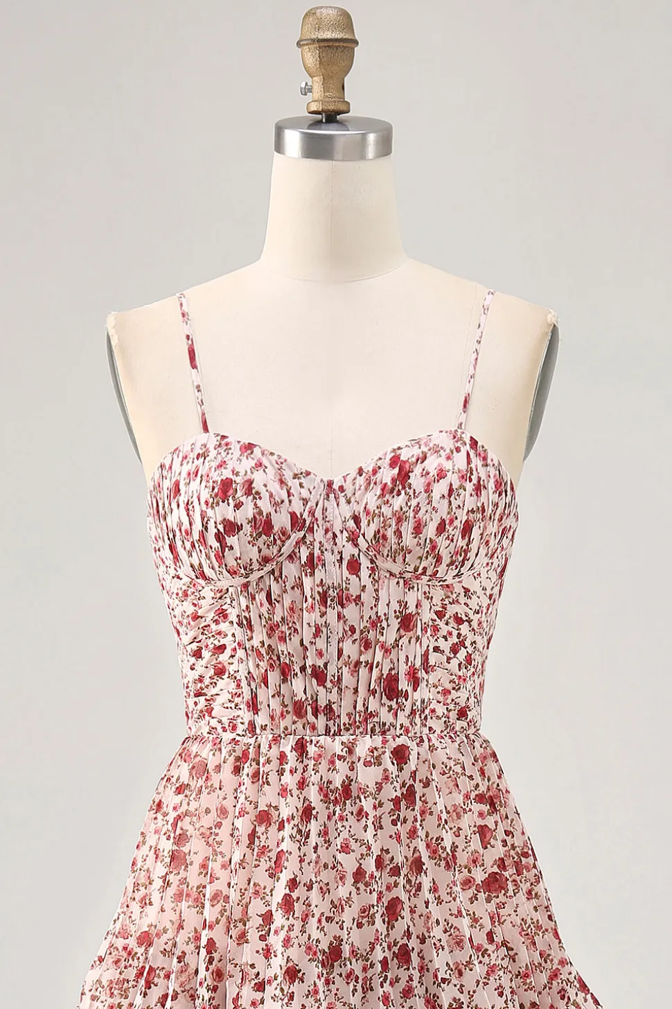 Blush Flor Uma Linha Esparguete Correias Estampado Tiered Vestido de Noiva Convidado