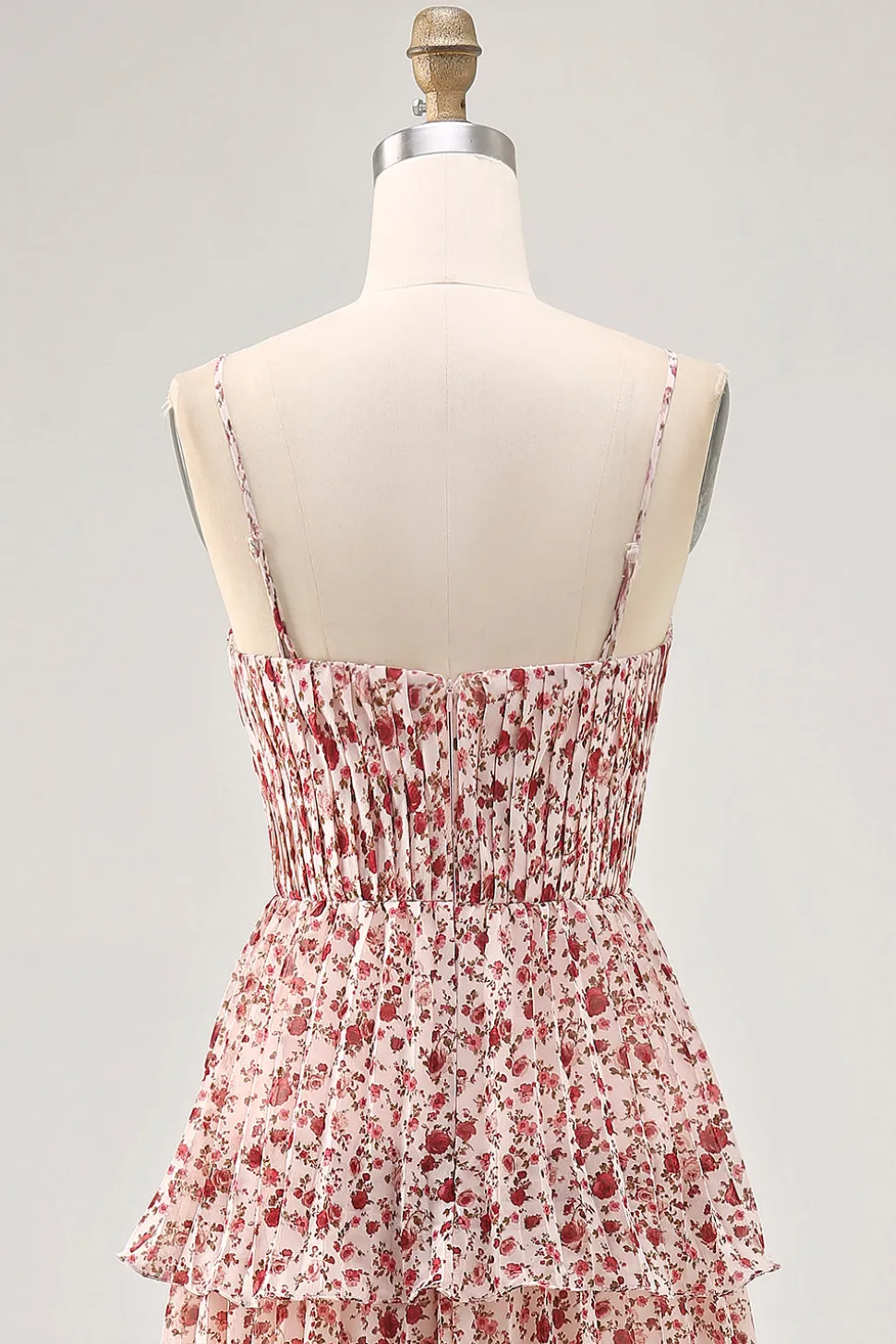 Blush Flor Uma Linha Esparguete Correias Estampado Tiered Vestido de Noiva Convidado