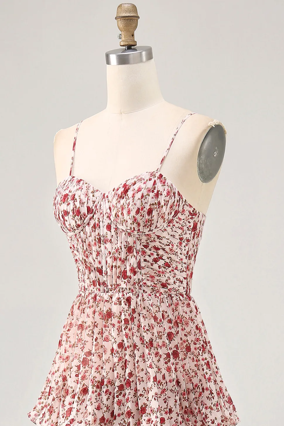 Blush Flor Uma Linha Esparguete Correias Estampado Tiered Vestido de Noiva Convidado