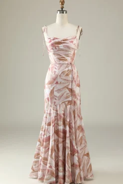 Blush Floral Boho Sereia Vestido Madrinha