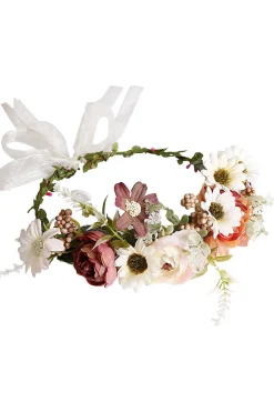 Blush Floral Noiva Cabelo Grinalda com fita