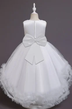 Blush high low flower girl dress com flores