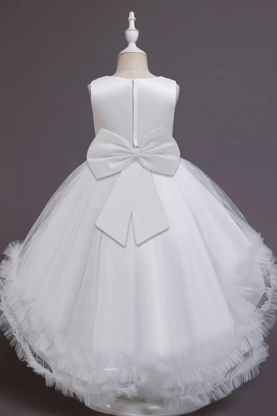 Blush high low flower girl dress com flores