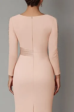 Blush Lace Bainha Mãe Do Vestido De Noiva Com Mangas Longas