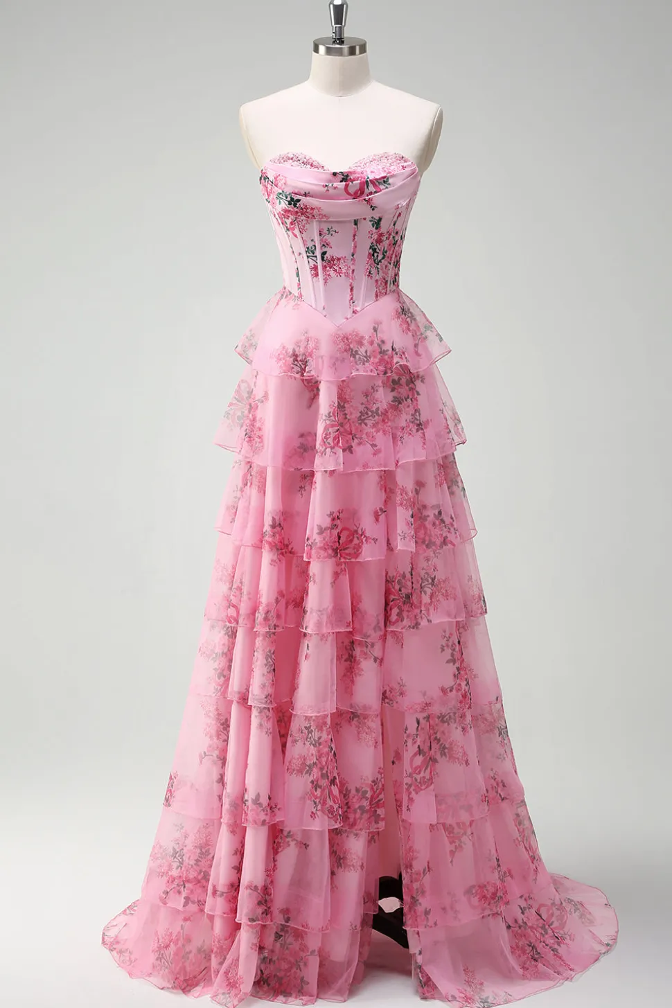 Blush Longo Linha-A Sem Alças Vestido De Baile com Fenda
