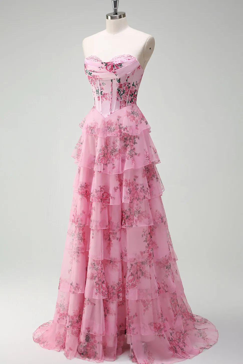 Blush Longo Linha-A Sem Alças Vestido De Baile com Fenda