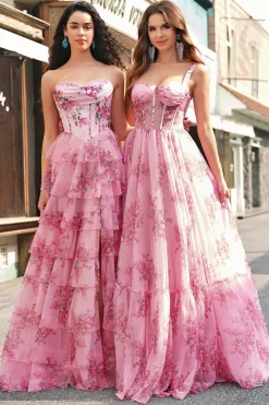 Blush Longo Sem Alças Linha-A Vestido De Baile com Fenda