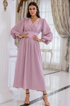 Blush Mangas Compridas V Pescoço Vestido de Baile