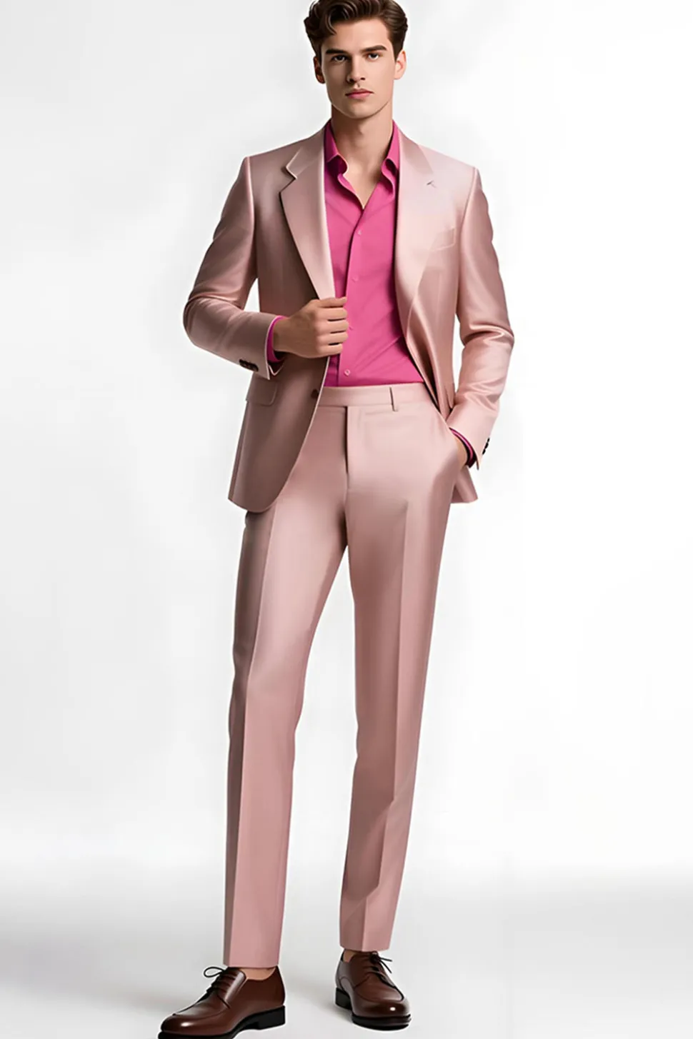 Blush Notched Lapel 2 Peças Homens Prom Ternos