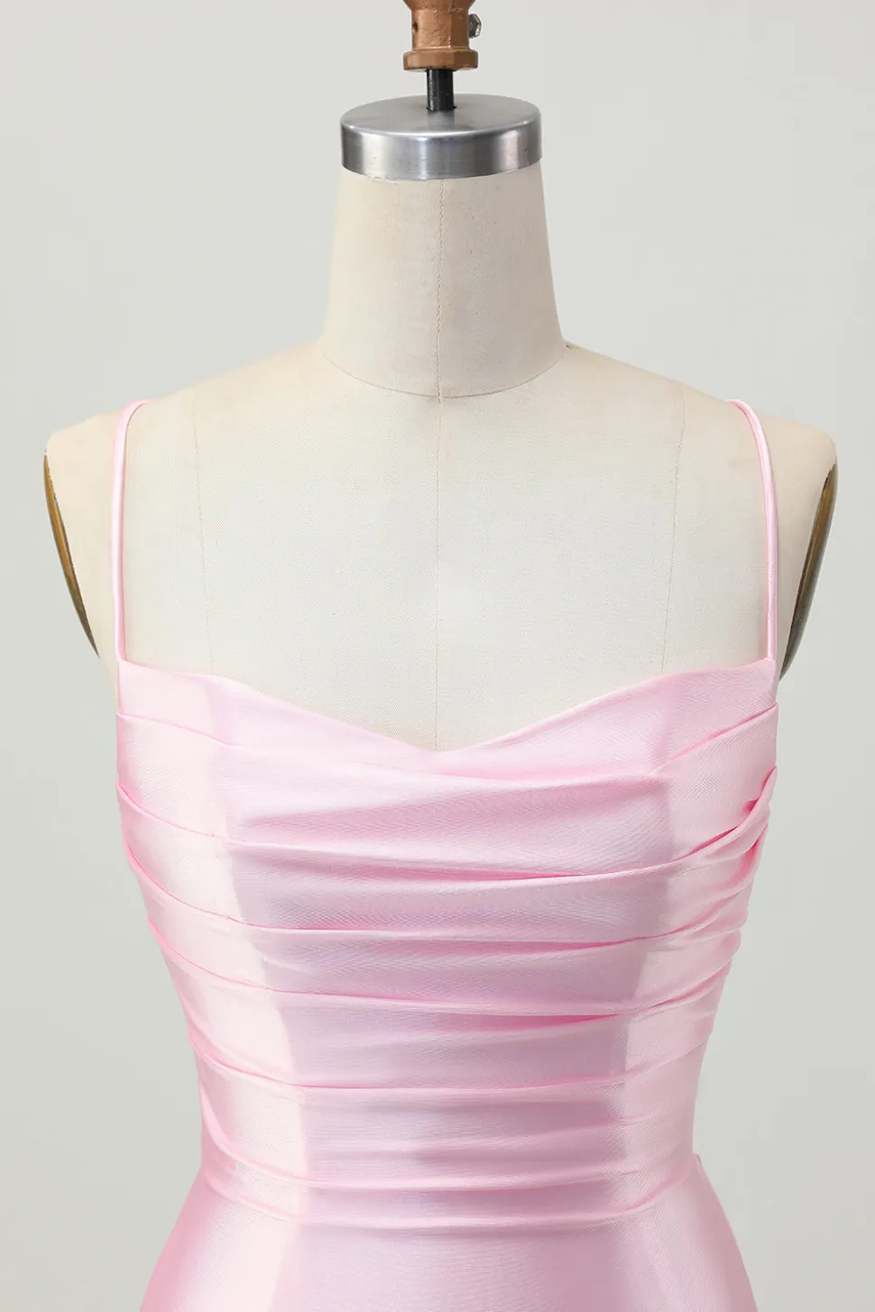 Blush Pink Bodycon Esparguete Correias Vestido Curto Homecoming com Renda Up Back