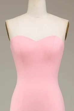 Blush Rosa Sereia Querida Cetim Longo Vestido Madrinha
