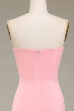 Blush Rosa Sereia Querida Cetim Longo Vestido Madrinha