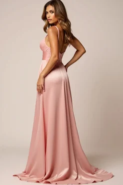 Blush Rosa Uma Linha Esparguete Correias Cetim Prom Dress