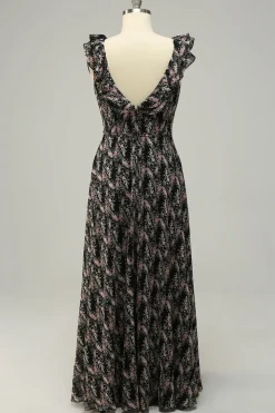 Blush Roxo Flor Boho Chiffon Vestido Madrinha