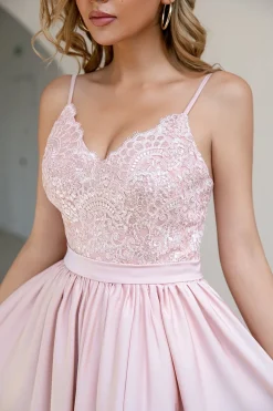 Blush Sequins Vestido de baile com fenda
