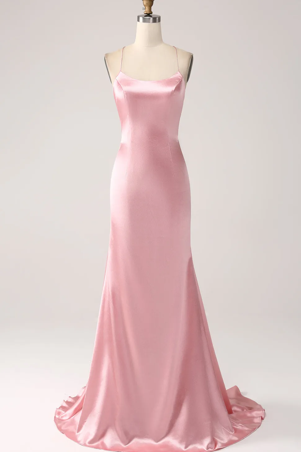 Blush Sereia Esparguete Correias Longo Vestido de Baile