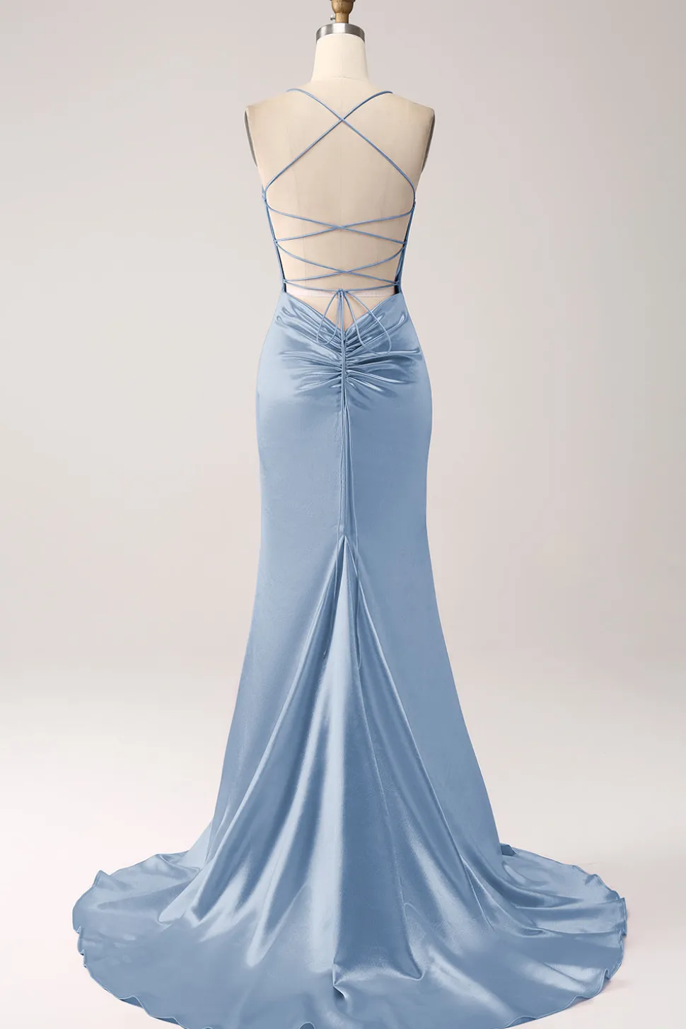 Blush Sereia Esparguete Correias Longo Vestido de Baile