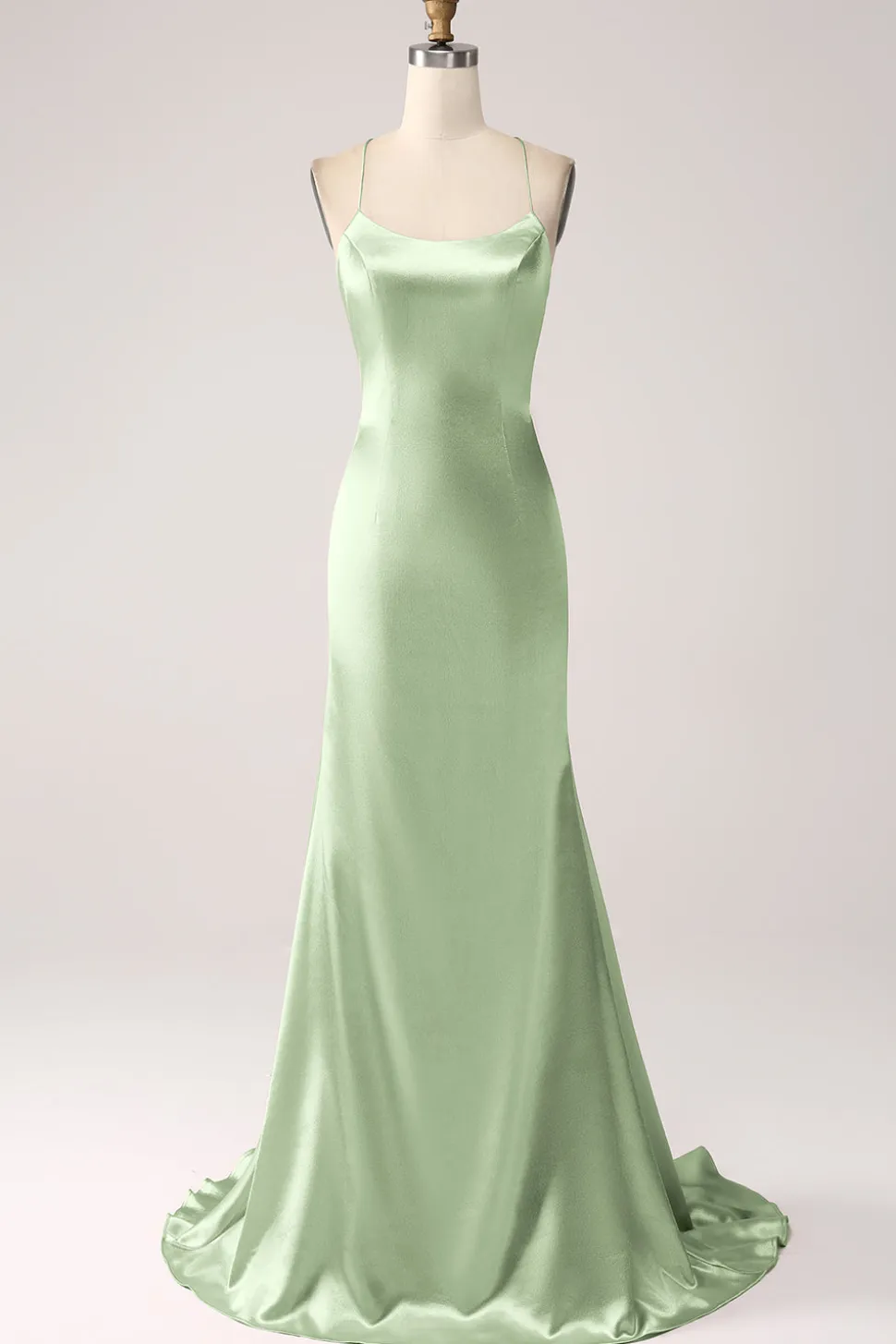 Blush Sereia Esparguete Correias Longo Vestido de Baile