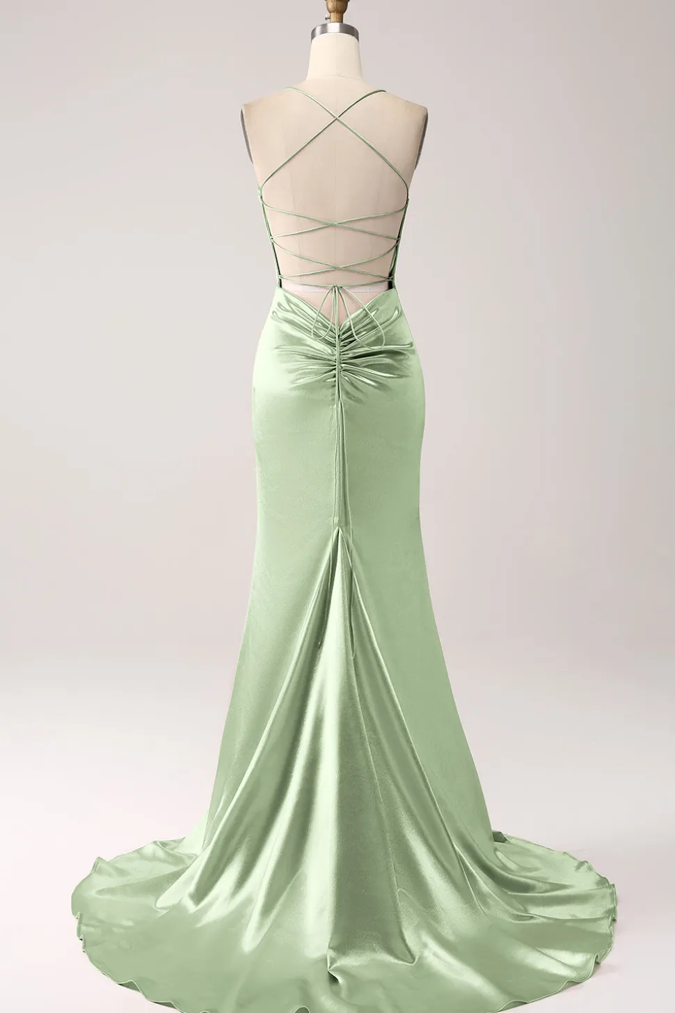 Blush Sereia Esparguete Correias Longo Vestido de Baile