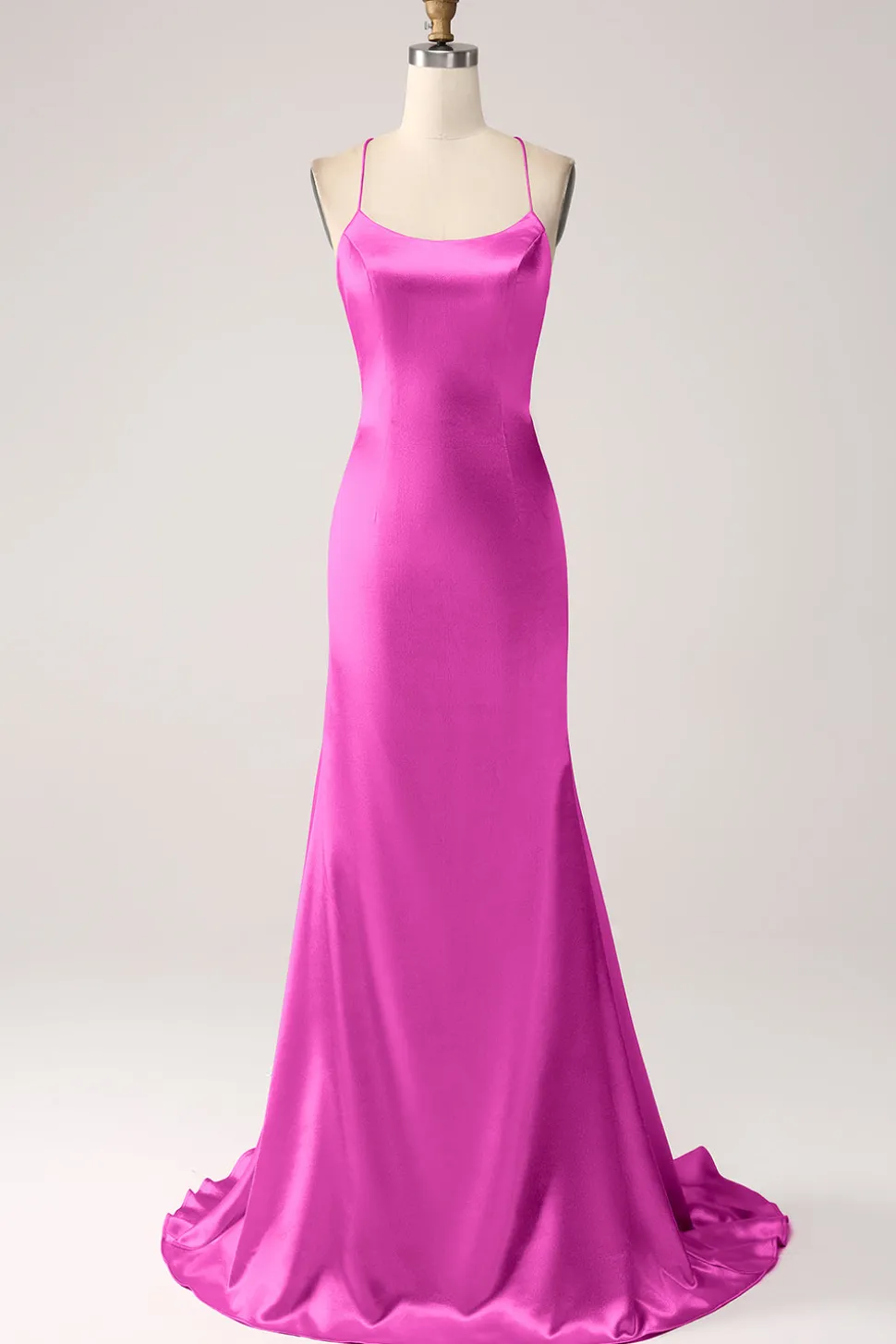 Blush Sereia Esparguete Correias Longo Vestido de Baile
