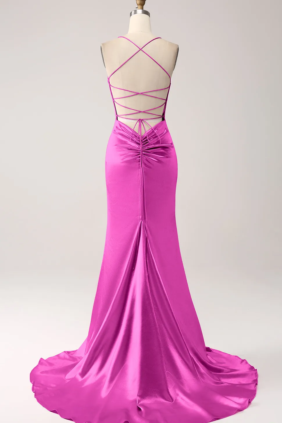 Blush Sereia Esparguete Correias Longo Vestido de Baile