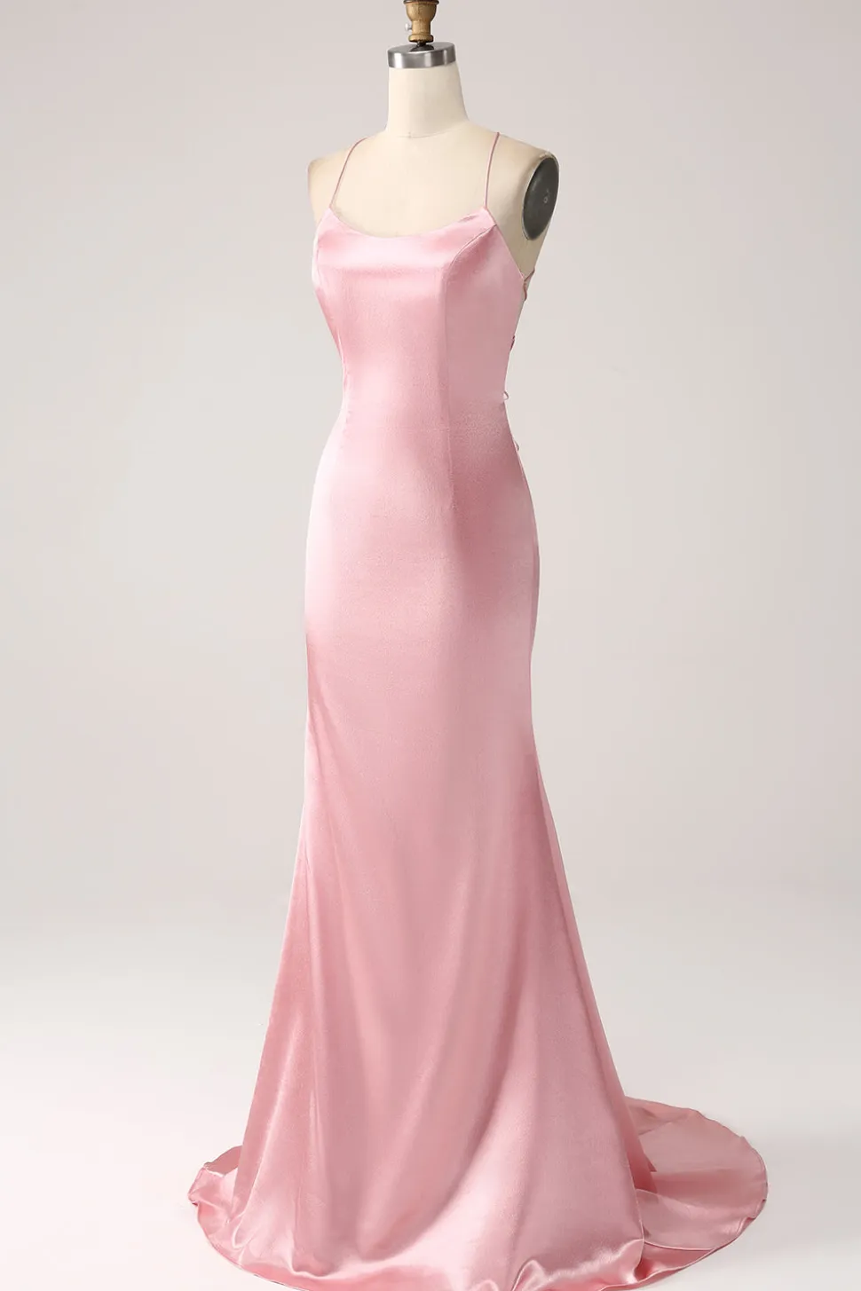 Blush Sereia Esparguete Correias Longo Vestido de Baile