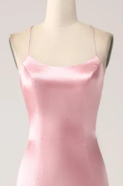 Blush Sereia Esparguete Correias Longo Vestido de Baile