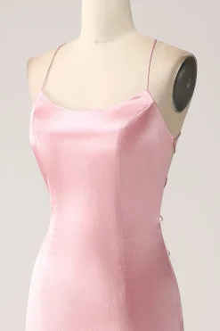 Blush Sereia Esparguete Correias Longo Vestido de Baile