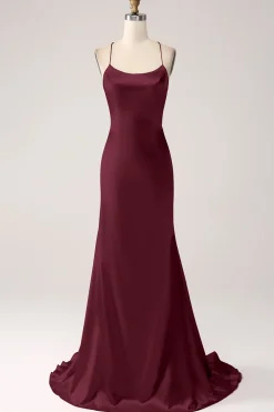 Blush Sereia Esparguete Correias Longo Vestido de Baile
