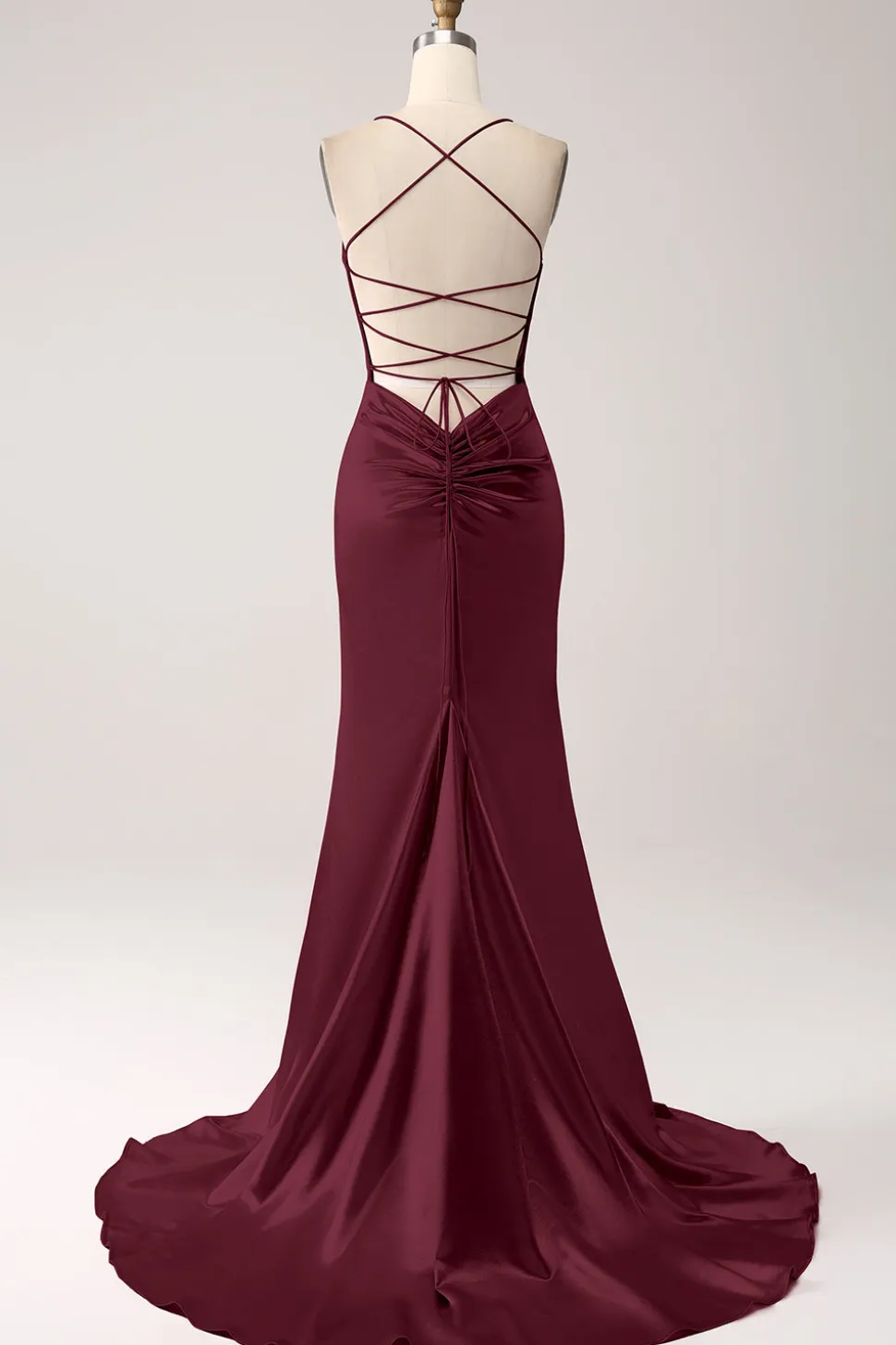 Blush Sereia Esparguete Correias Longo Vestido de Baile
