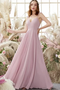 Blush Spaghetti Alças Chiffon Vestido de dama de honra