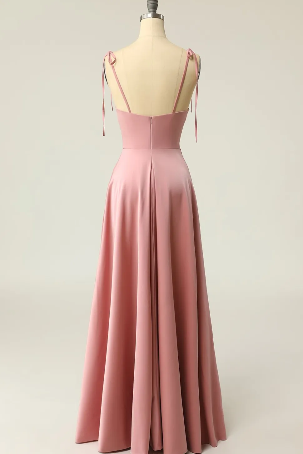 Blush Spaghetti Tiras Longo vestido de baile com Bowknot