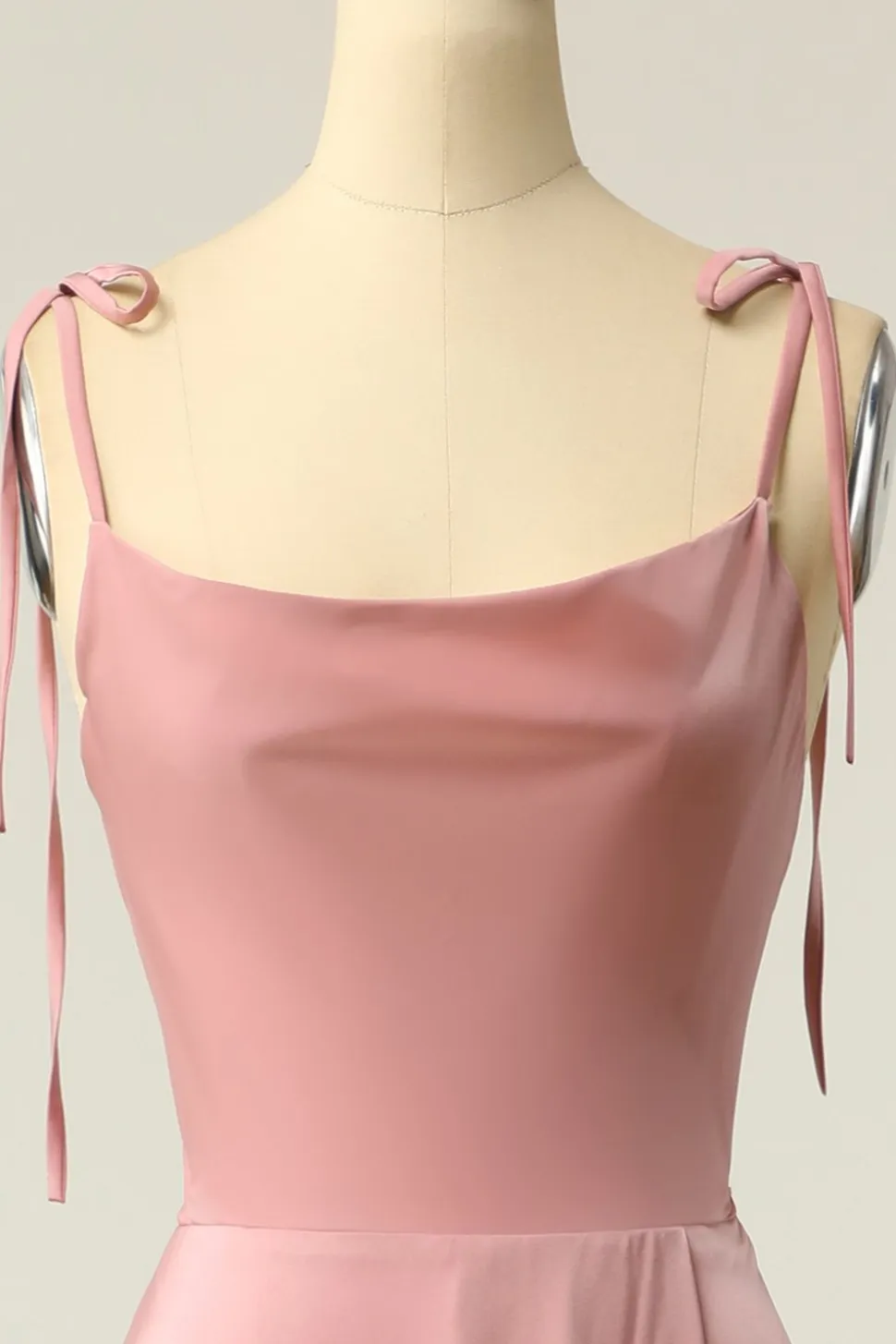 Blush Spaghetti Tiras Longo vestido de baile com Bowknot
