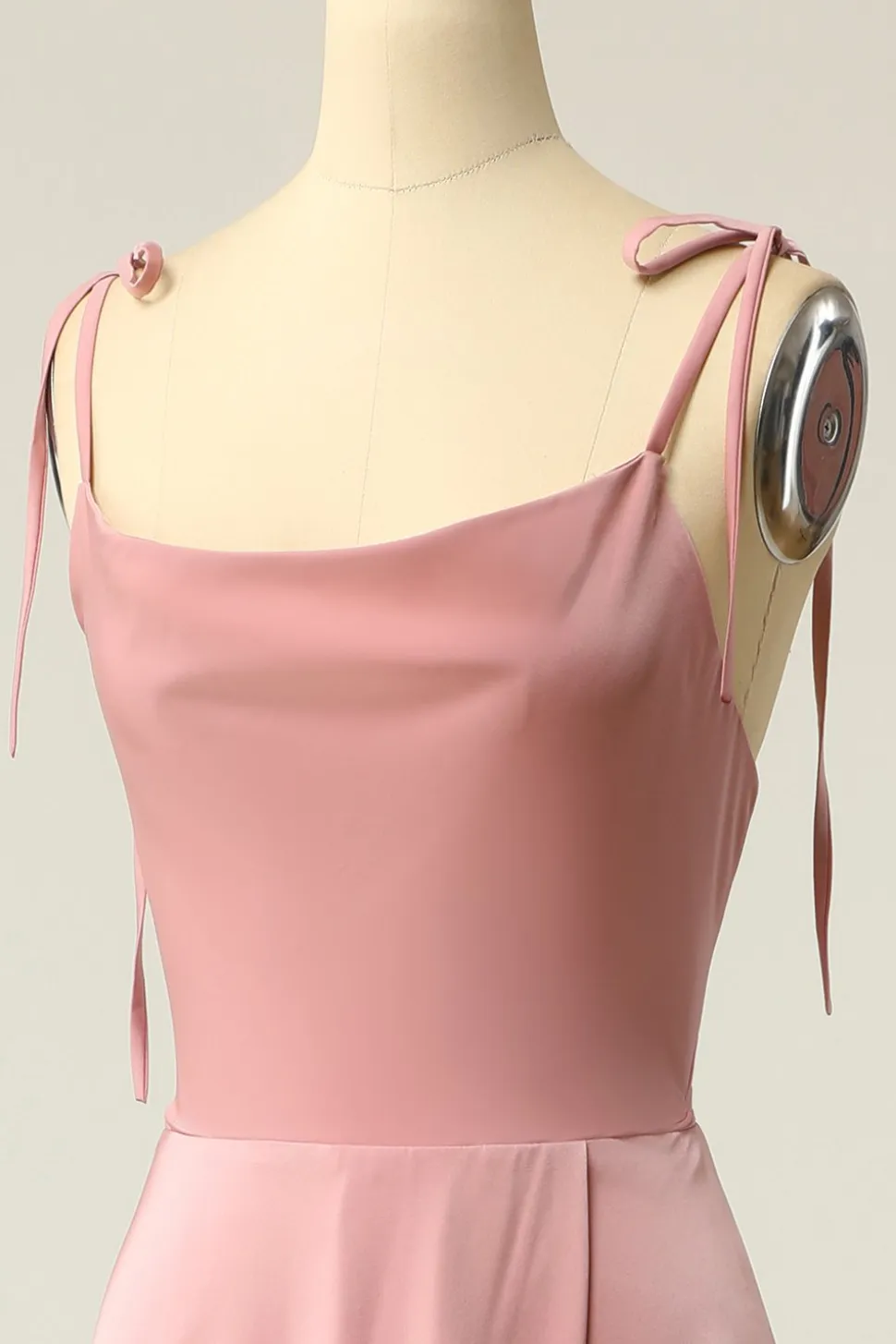Blush Spaghetti Tiras Longo vestido de baile com Bowknot