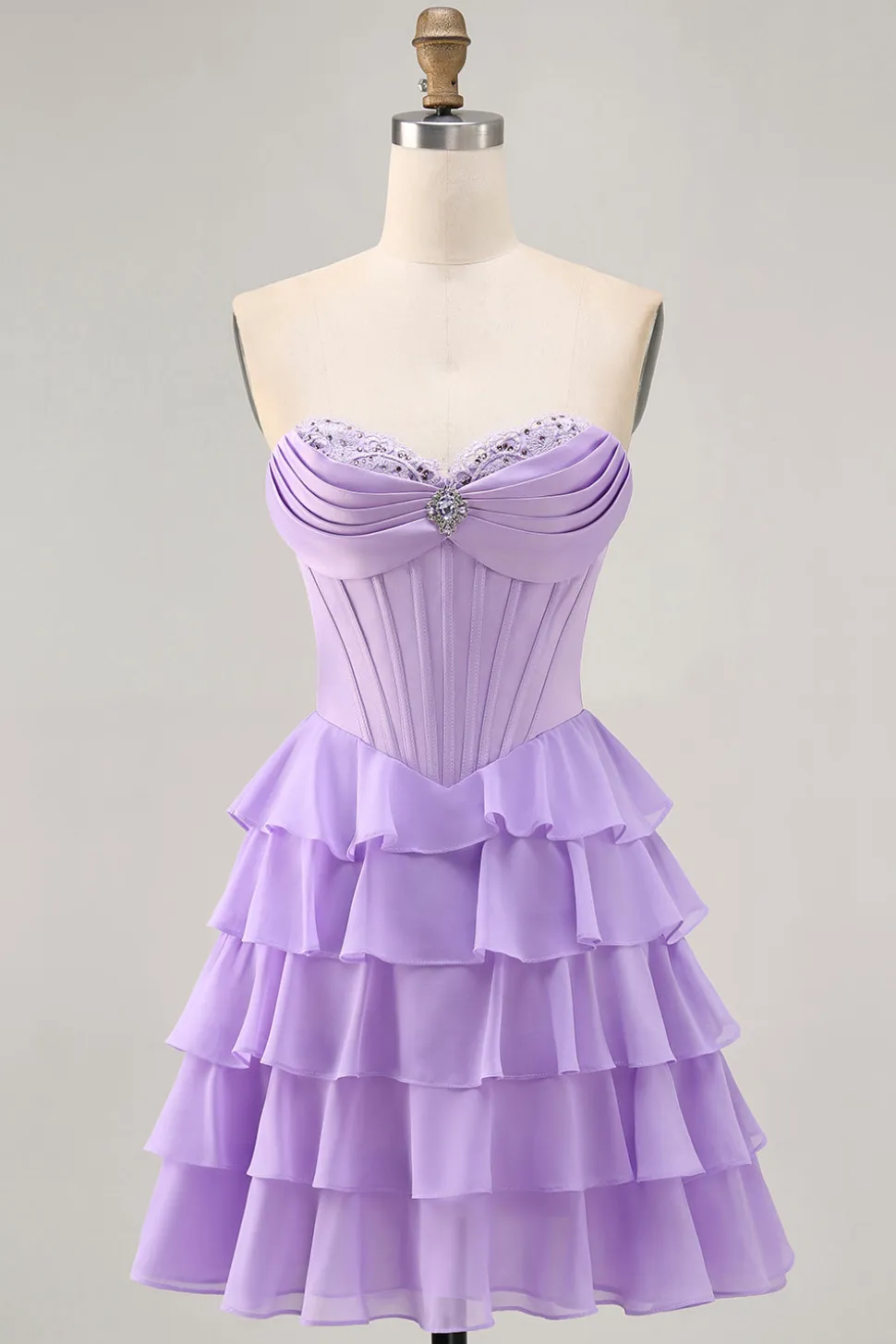 Blush Tiered Uma linha Strapless Short Homecoming Dress