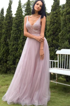 Blush Tulle & Sequins Vestido de baile