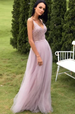 Blush Tulle & Sequins Vestido de baile